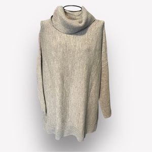Boden gray turtleneck tunic sweater cotton cashmere